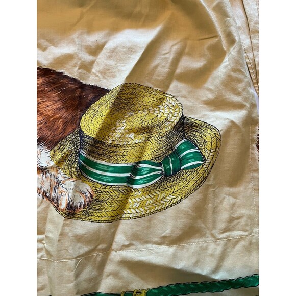 Vintage Half Apron Border Collie Puppy Dog with Sun Hat Tan Ties in Back - Picture 5 of 9